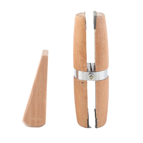 Wooden Jewelry Clamp Tool With Round And Flat Jaws For Holding Rings And Small Parts Ideal For Jewelry Repairs And Crafting Projects Perfect For Beading Ring Sizing And Precise DIY Work Pro Grade, wooden wedge shown