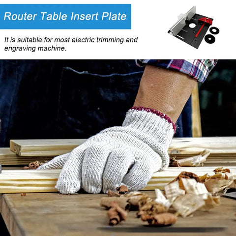 Rock Solid Router Table Insert Plate Set Of Three Durable Aluminum Milling Flip Boards Offering Killer Precision For Heavy Woodworking Trimming Plus Pro Woodshop Engraving, hand using it on wood.