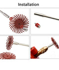 Rotary Tool Brush Disc Kit 1 Inch 35 Pcs With 3mm Shanks 7 Grits Ranging 80 to 2500 Color Coded Polishing Deburring Installation Steps