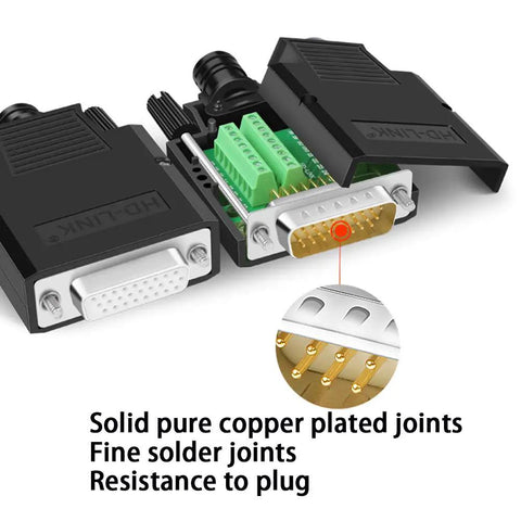 DB26 Breakout Connector Solderless RS232 D Sub 26 Pin Port Terminal Male Adapter with gold plated contacts and copper core