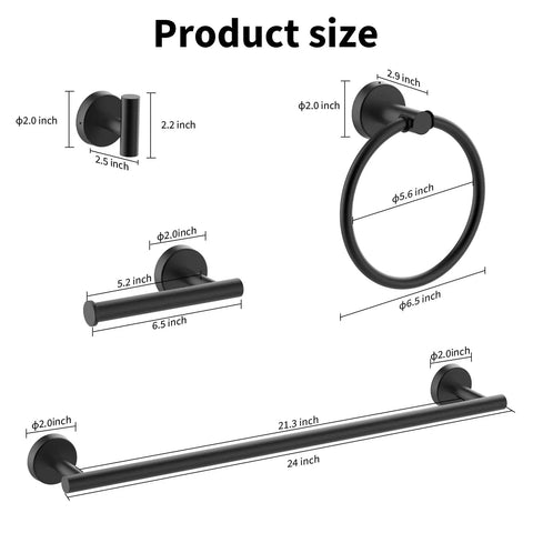 Diagram showing dimensions of the Brushed Nickel 8 Piece Bathroom Hardware Set With 16 Inch Towel Bar, SUS304 Stainless Steel