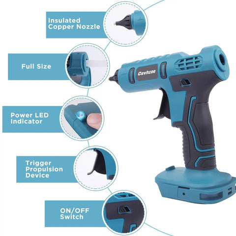 Cordless Full Size Hot Glue Gun Kit With 20 Glue Sticks And Insulated Copper Nozzle 80W Anti Drip Workhorse Crafting Tool details