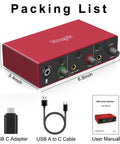 Packing list of USB Audio Interface For PC With 24 Bit 192 KHz Resolution Plug And Play XLR Input 48V Phantom Power included items.
