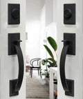 Double Front Door Lock Set With Dummy Handle, Built To Last Heavy Duty Adjustable Lever, Keyed Entry Deadbolt, Matte Black Finish