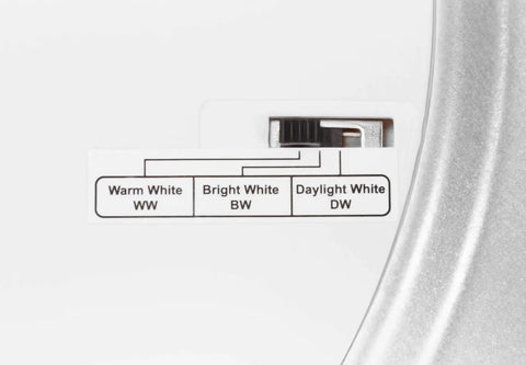 Close-up of color temperature switch on 15 Inch LED Edge Lit Flush Mount Ceiling Light With Dope Color Temperature Switch Dimmable Bronze Cast Aluminum