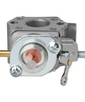 Front view of Carburetor For Craftsman 25cc Weed Eater Trimmer WS210 WS2200 replacement part showing metal construction and fuel line