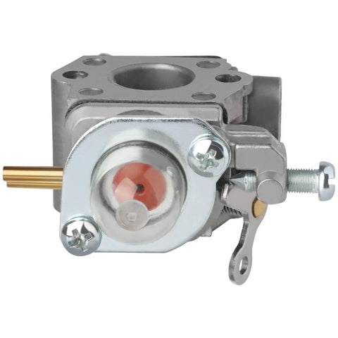 Front view of Carburetor For Craftsman 25cc Weed Eater Trimmer WS210 WS2200 replacement part showing metal construction and fuel line