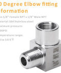 Heavy Duty Stainless Steel 304 90 Degree Street Elbow Fitting Pack Of Two One Eighth Inch NPT Male To One Eighth Inch NPT Female
