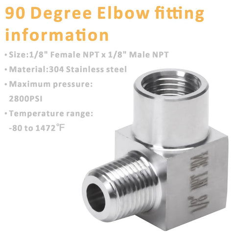 Heavy Duty Stainless Steel 304 90 Degree Street Elbow Fitting Pack Of Two One Eighth Inch NPT Male To One Eighth Inch NPT Female