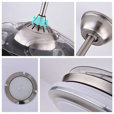 36 Inch Modern Ceiling Fan With Light Smart Bluetooth Music Player Chandelier Style Three Color Options 3 Speeds