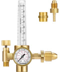 Front view of VIVOSUN Argon/CO2 regulator with brass body, pressure gauge, and CGA580 inlet.