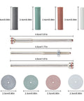 All In One Rotary Tool Polishing Wheels Kit Pro Grade with 4 colored silicone buffing wheels, 6 mandrel shanks, and dimensions shown