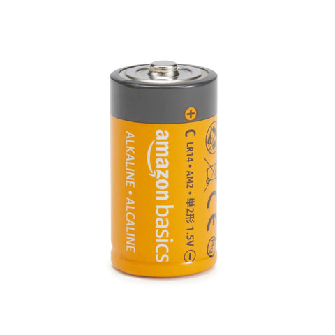 Heavy Duty C Cell Alkaline Batteries 1.5V 4 Pack Top Shelf Power For Home Toys Office Clocks Bright Flashlights close-up view
