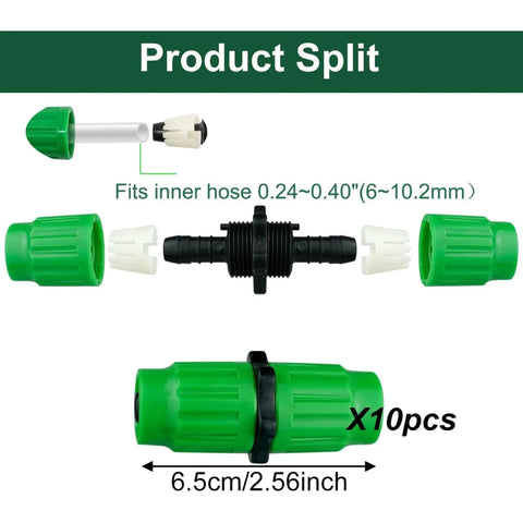 Top Tier Expandable Garden Hose Repair Kit With Leak-Free Female Male Plastic Connectors For Quick Flexible Tube Fixes On Pocket Flexi And Retractable Hoses Up To 1/2 Inch For Super Easy Yard Maintenance And Zero Drip Hassle, green plastic hose connector parts