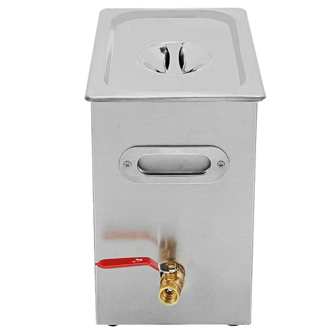 Professional 6 Liter Commercial Ultrasonic Cleaner 40Khz for Parts Restoration and Delicate Item Care with stainless steel finish and faucet.