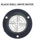 50Mm Circular Level Vial, Black For Acrylic Bubble Indicator with white water markings and bullseye accuracy features.