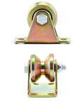 Steel Groove Rigid Caster Wheel 1 Point 2 Inch Diameter 4 Pack V Groove Wheel Sliding Gate Rollers With V Shaped Bracket