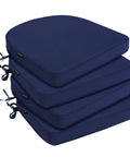 All Weather Outdoor Cozy Chair Cushions 19 By 19 By 2 Inches Set Of Four Waterproof Cushions with Navy Blue Covers