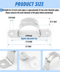 Dimensions of 100 Pack 1 Inch Opening Stainless Steel Conduit Clamps 304 2 Hole U Brackets, 0.24 inch screw holes, 2.7 inch length
