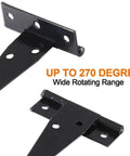 Eight 4-Inch T-Strap Door Hinges With Mounting Screws, Heavy Duty Iron Hinges For Barn Doors Gates Sheds, 270-degree rotation view