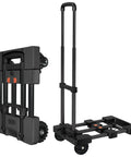 Heavy Duty Hand Truck 500 Lb Capacity With One Touch Retractable Handle And Extendable Plate, Folding Dolly Cart, Black