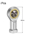 4 Pcs Six Millimeter Female Rod End Bearing With M6x1 Right Hand Thread Self Lubricating Joint Includes Jam Nut For Flexible Mechanical Linkages 40mm