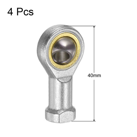 4 Pcs Six Millimeter Female Rod End Bearing With M6x1 Right Hand Thread Self Lubricating Joint Includes Jam Nut For Flexible Mechanical Linkages 40mm