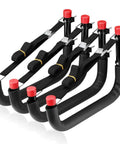 Beefy Wall Mount Kayak Storage Rack With Lashing Straps, Heavy Duty Garage Hanger, EVA Foam Arms, Black and Red, 4-pack view