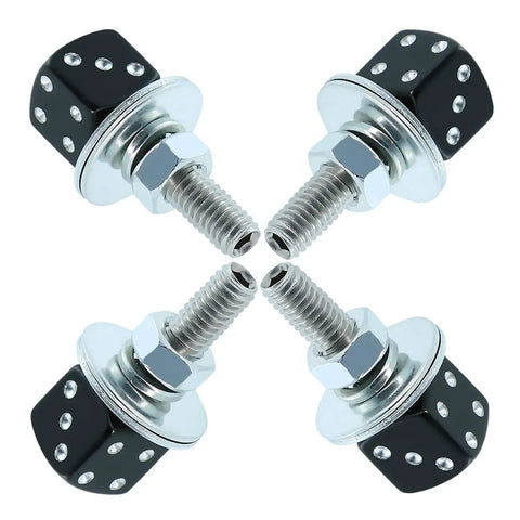 Dope Motorcycle License Plate Screws Four Piece Set Featuring Dice Bolt Decoration For Cars Bikes Hella Cool Custom Vehicle Hardware