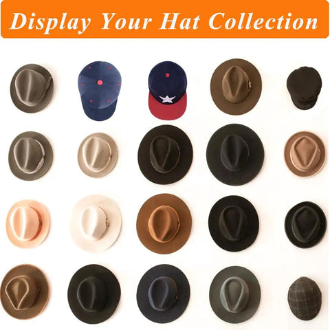 Adhesive Hat Hooks Set 10 Lb Capacity Wall Rack For Baseball Caps and Hats Display For Closets Doors Entryways 8 Pack