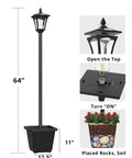 64 Inch Solar Lamp Post Light With Planter, Waterproof Outdoor Post Lights For Backyard, Lawn, Patio, Pathway And Front Porch, Warm White Glow, No Wiring Required, Energy Saving Garden Decor