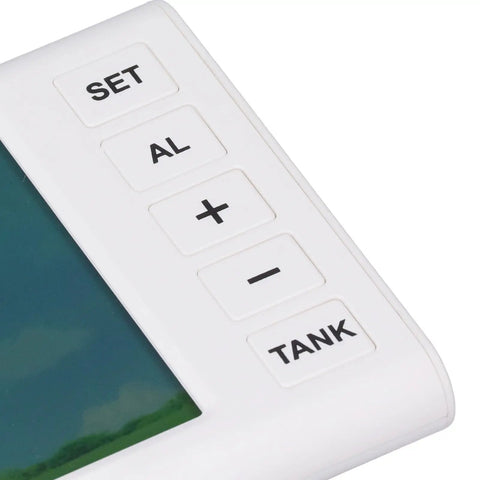 Close-up of control buttons on Smart Ultrasonic Water Level Sensor For Home Use Cordless Liquid Level Detector With Digital Display
