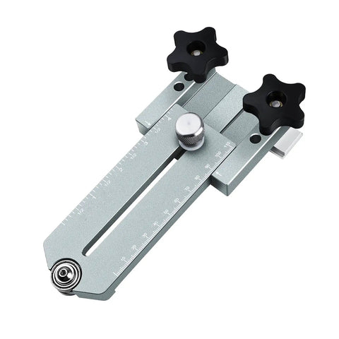 Heavy Duty Extended Ripping Jig for Table Saws and Routers, Aluminum Alloy Guide with T Tracks, adjustable in gray.