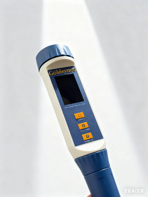 All In One 5 In 1 Water Quality Tester Handheld Digital Meter with clear LCD display, showing measurement buttons and screen