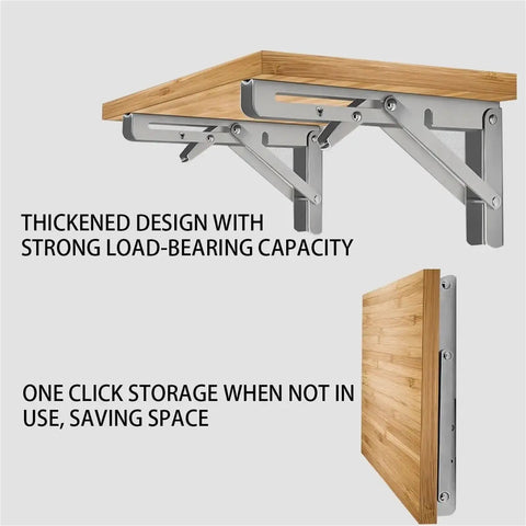 Four Pack Folding Shelf Brackets Built To Last Heavy Duty Wall Mount Triangle Design For Floating Shelves And Desks Space Saving DIY Brackets