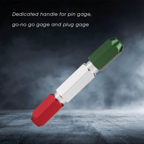 Pin Gauge Handle For Go No Go Gauges, Aluminum Alloy Double End Clamp Handle In Green Red, 0.3 To 16mm Range, Dimensional Measurement Accessories, Durable Precision Tool, shown with red and green ends