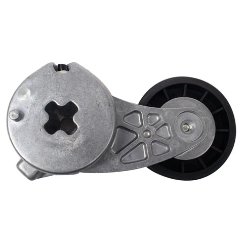 Premium Heavy Duty Serpentine Drive Belt Component Kit Featuring One Accessory Drive Belt Tensioner Assembly Plus One High Grade Rubber Belt That Keeps Engine Running Smooth And Efficient For Your Daily Rig Or Weekender Getaway. metal tensioner assembly with black pulley