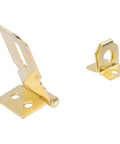 Badass Secure Polished Brass Steel Hasp Set With Slick Padlock Latch For Antique And Modern Furniture Cabinet Doors Trunk Chest Box Hardware Kits Including All Mounting Screws Damn Fine Craftsmanship showing two hasp components.