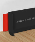 4 Inch By 205 Feet Peel And Stick Baseboard Trim Flexible PVC Cove Base Molding Self Adhesive For Garage Bathroom Kitchen Floors And Walls Black