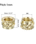 Brass Knurled Insert Nuts For 3D Printing M6 Size 5mm Length 8mm OD 30 Pieces Heat Set Female Threaded Inserts