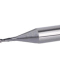 SpeTool carbide end mill tip, close-up view, flat-nose, double-flute, 1/32 in diameter