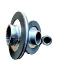 Side view of Amazon BN motor brake disc assembly with splined hub and friction plate, metallic
