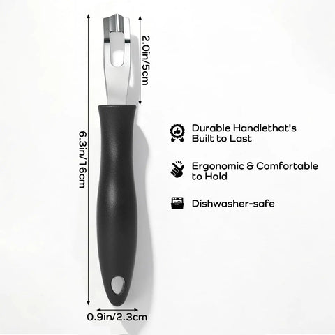 Lemon Zester and Garnish Channel Knife for Cocktails Triangular V Shaped Stainless Steel Bar Tool with ergonomic black handle
