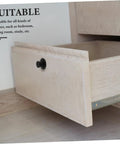 Hidden Recessed Flush Pull Handle For Cabinets And Drawers Easy Install No Mess shown on wooden drawer open in bedroom setting.