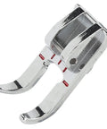 Stainless Steel Opening Patch Presser Foot With Clear View Stitching For Most Household Sewing Machines Must Have Side Cutter For Edge Finishing And A Breeze For Embroidery Appliques And Monograms, angled view