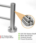 Close-up of Adjustable Wall Mount Towel Rack Set 15 To 27 Inches Two Pack Stainless Steel SUS304 Brushed Nickel Finish showcasing construction detail.