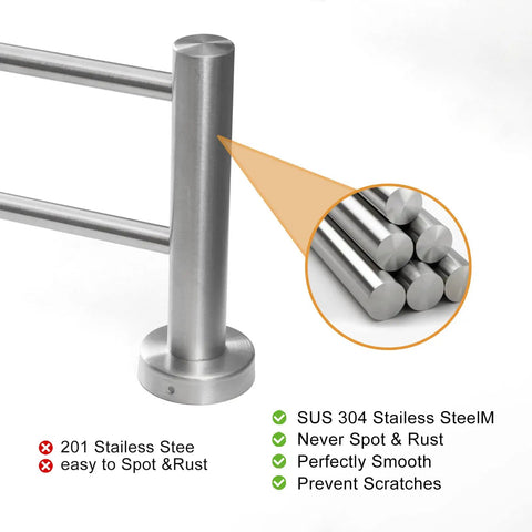 Close-up of Adjustable Wall Mount Towel Rack Set 15 To 27 Inches Two Pack Stainless Steel SUS304 Brushed Nickel Finish showcasing construction detail.