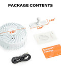 Rechargeable Magnetic Golf Cart Fan With 3 Speeds, battery powered cooling, adjustable tilt; shown with accessories, white.