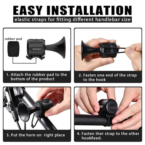 Rugged 120dB Electric Bike Horn For Adults And Kids Waterproof IPX4 Bicycle Bell With 300mAh Battery Easy Install Long Lasting Power Blue Environment Friendly Loud As Heck Noise Alert For Commuters And Families