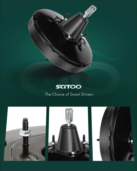 Direct Fit Vacuum Power Brake Booster Assembly For Ford Edge And Lincoln Mkx 35l Engines 2007 To 2010 black steel close-up view.